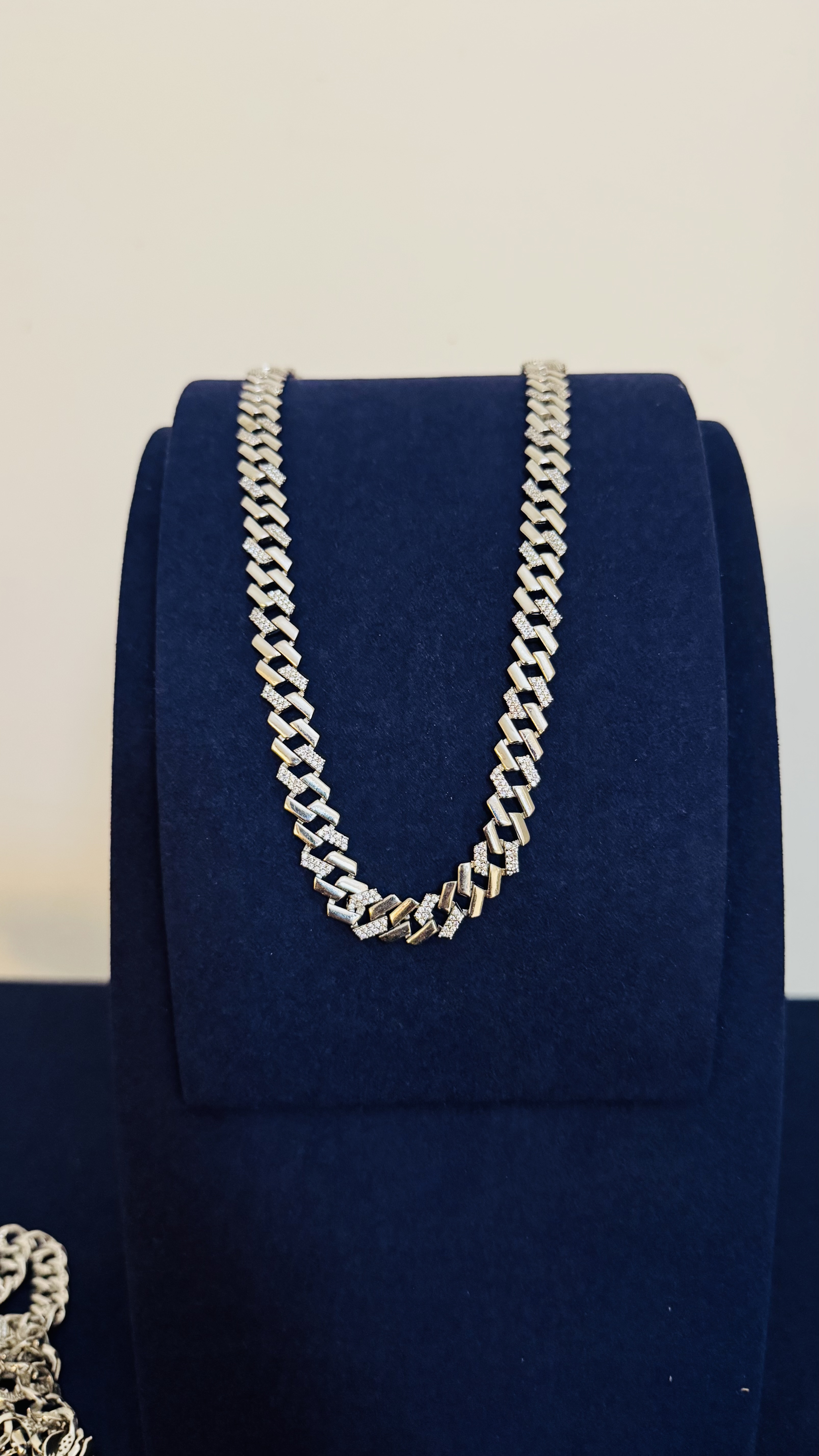 Semi ICE OUT SILVER CHAIN