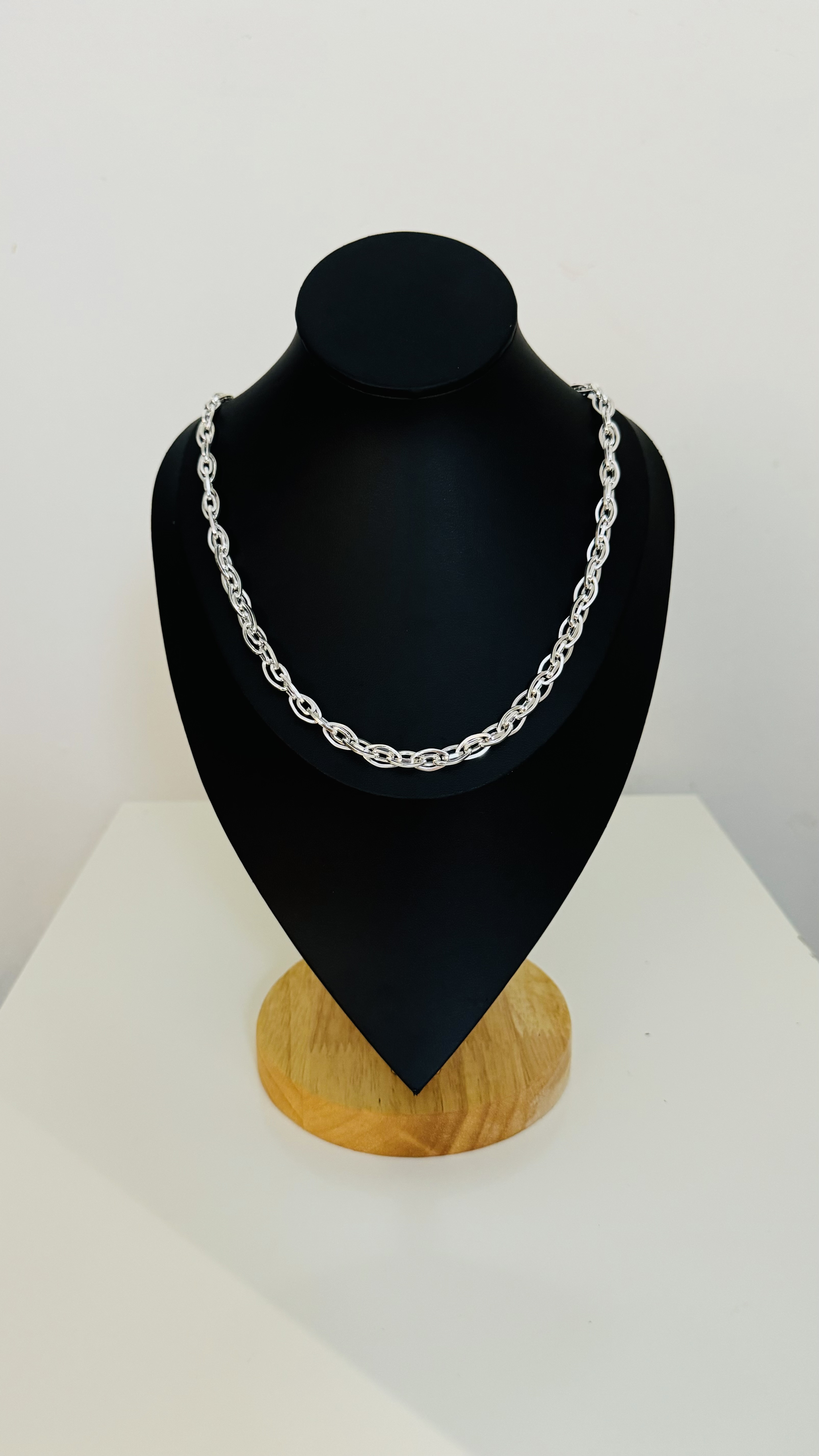 Long link pure silver chain