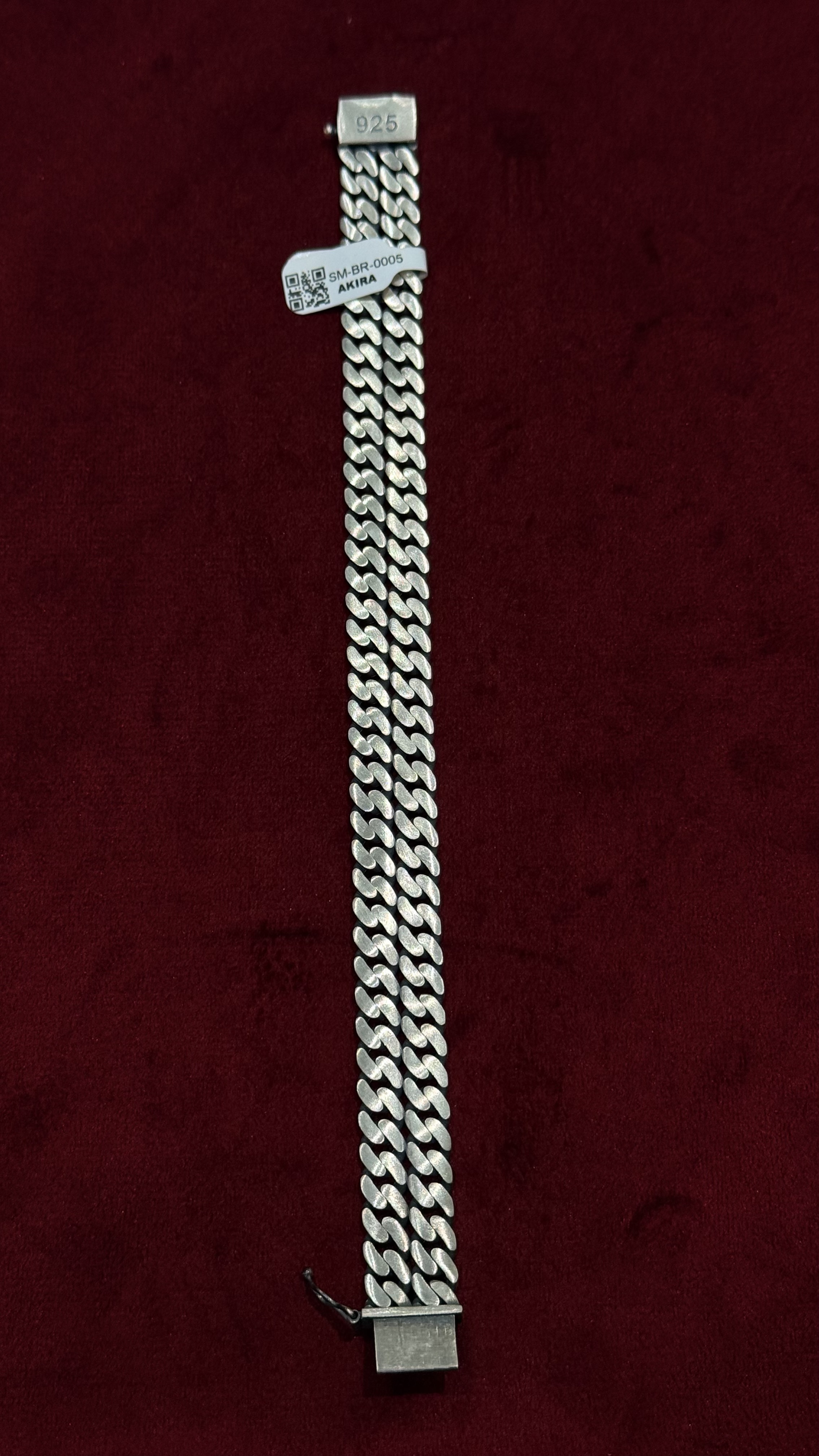 DOUBLE CUBIC LINK SILVER BRACELET